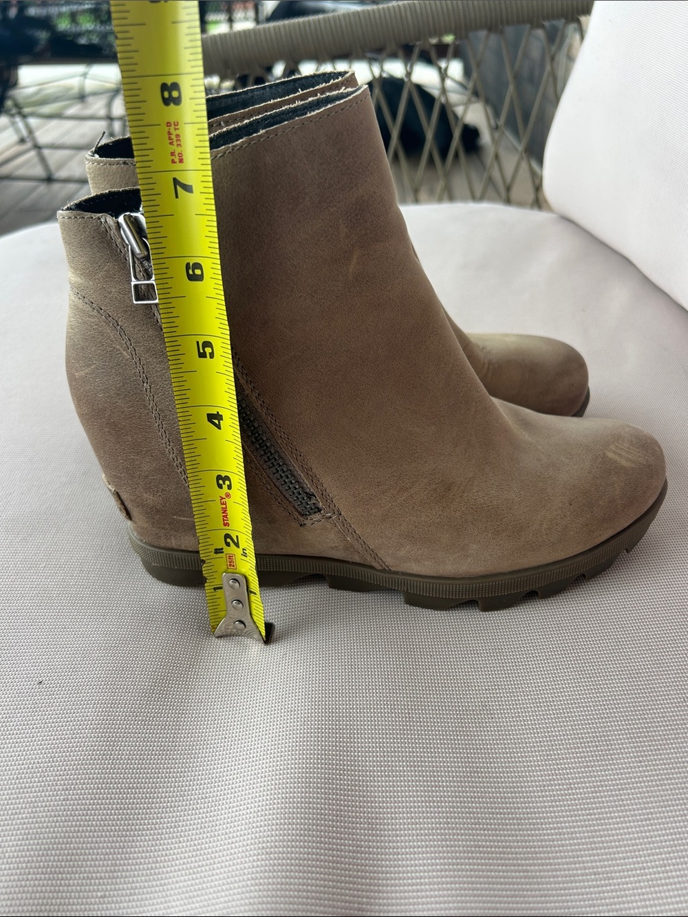 Sorel Taupe Suede Wedge Ankle Booties with Side Zip - Picture 5 of 7